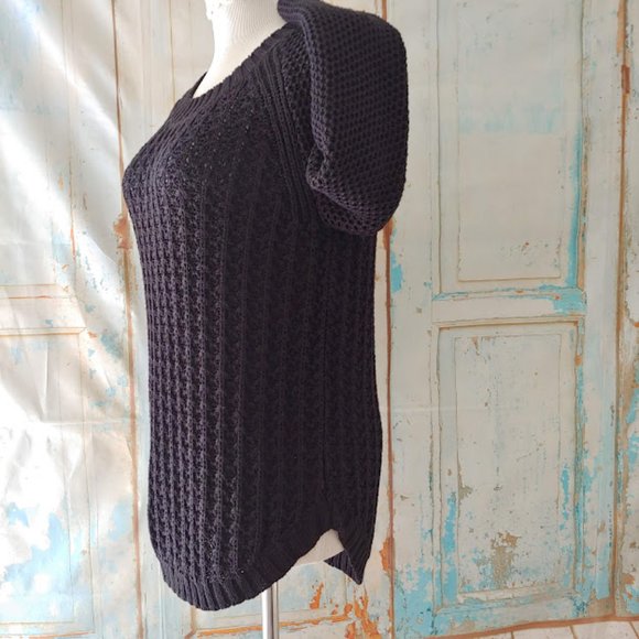 Calvin Klein long sleeve crew neck scoop side thick woven texture sweater/M/blk - Picture 5 of 9